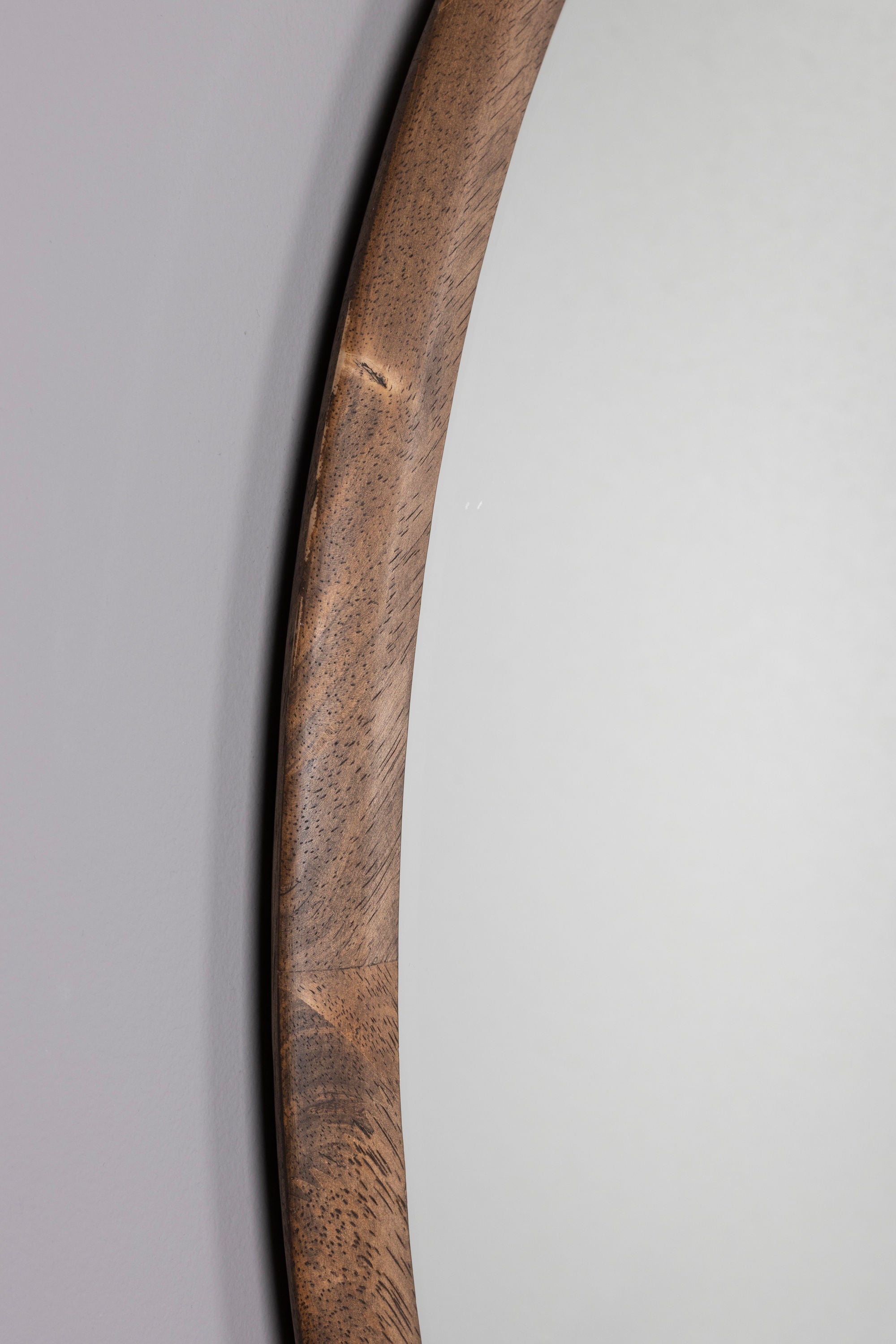 Dutchbone Gale Walnut Brown Wood Round Wall Mirror